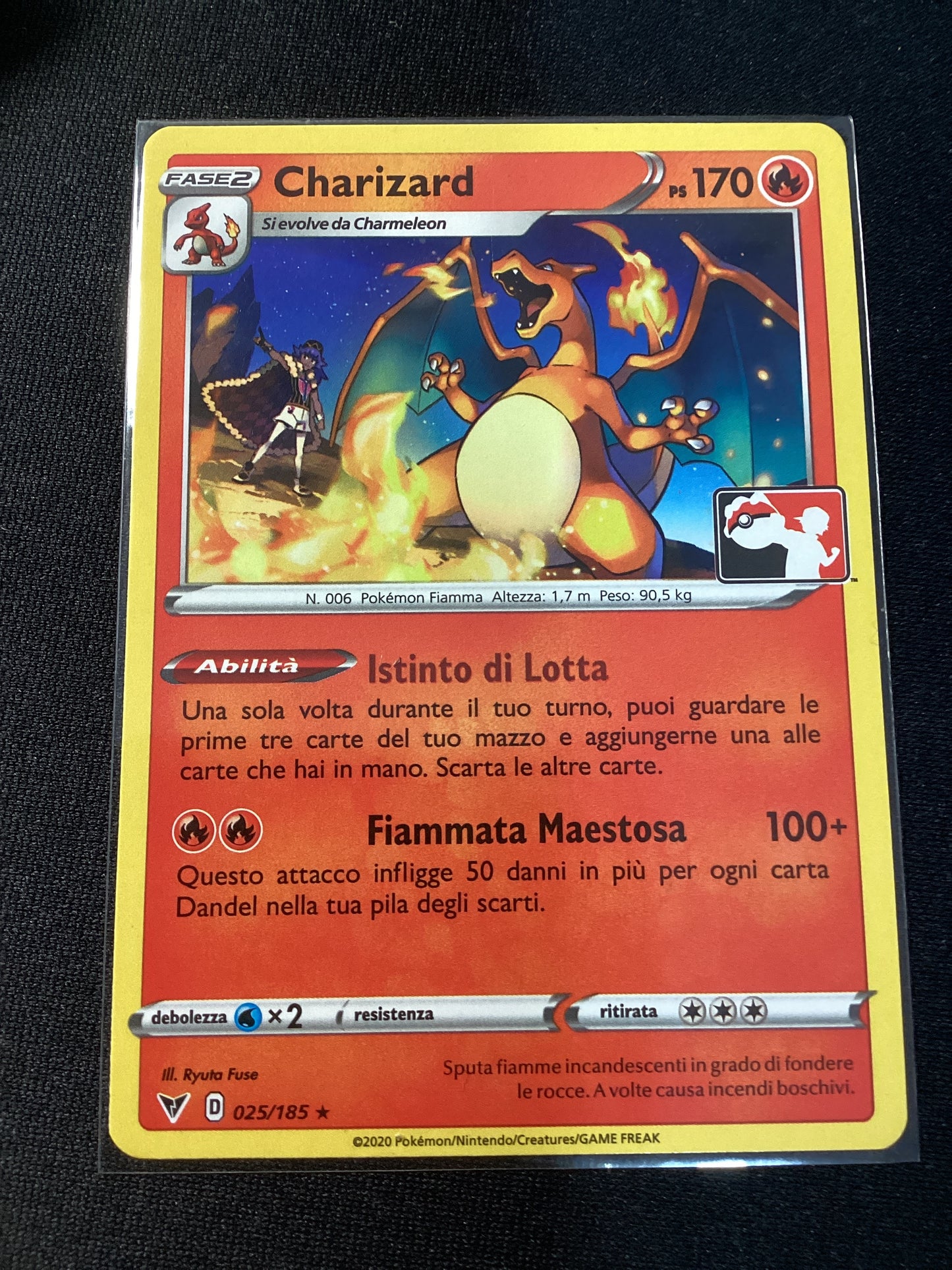 025-185 Charizard Rara Play! Pokémon Prize VIV Voltaggio Sfolgorante ITA NM
