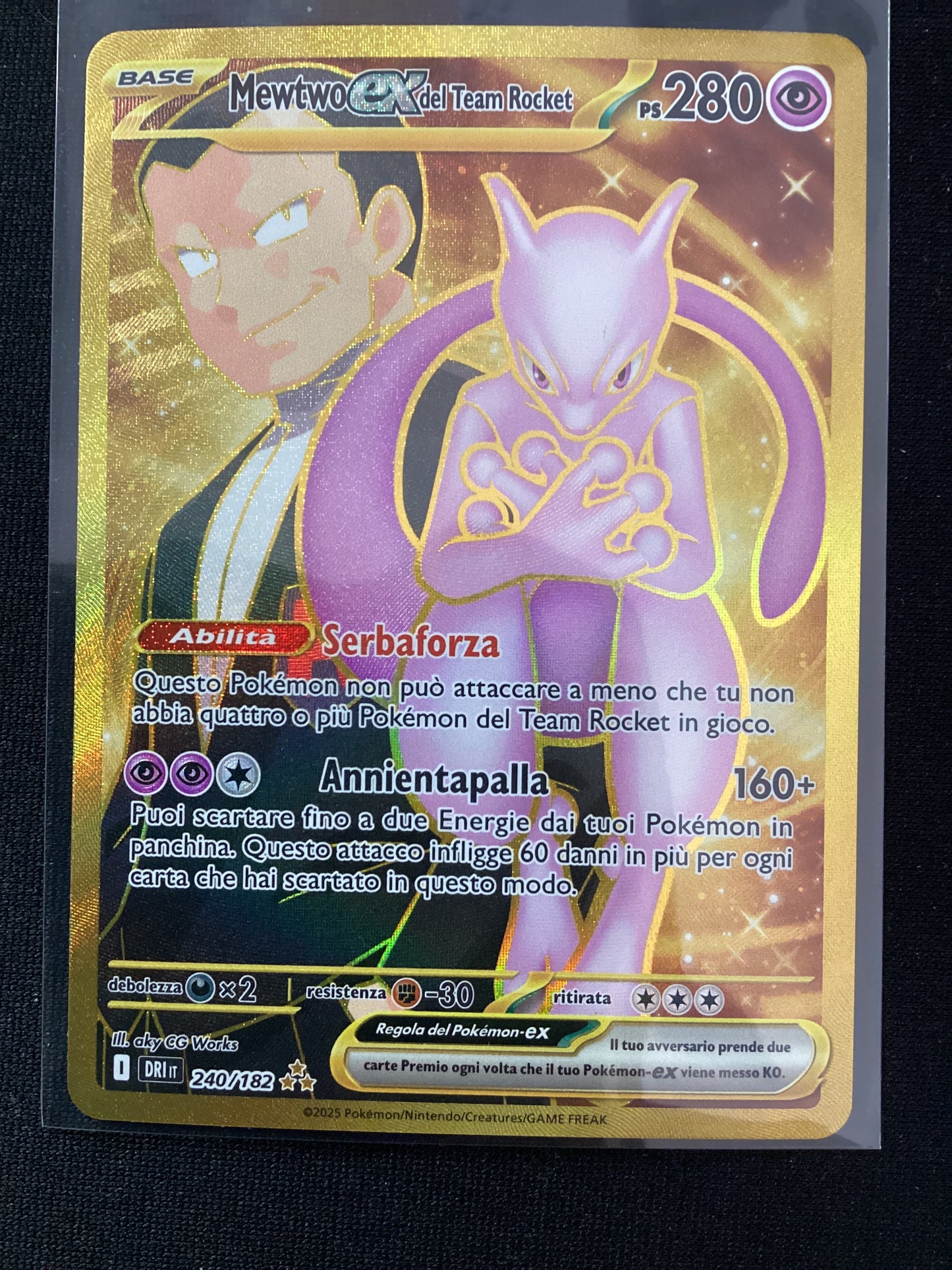 240-182 Mewtwo ex Del Team Rocket Gold Rara Segreta DRI Rivali Predestinati ITA NM