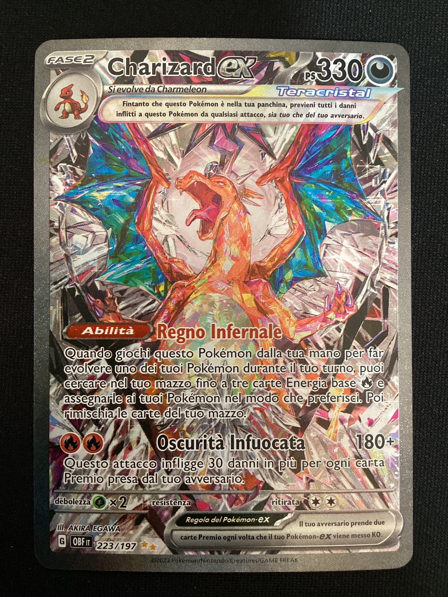 223-197 Charizard ex Teracristal Alternative Art OBF Ossidiana Infuocata ITA NM