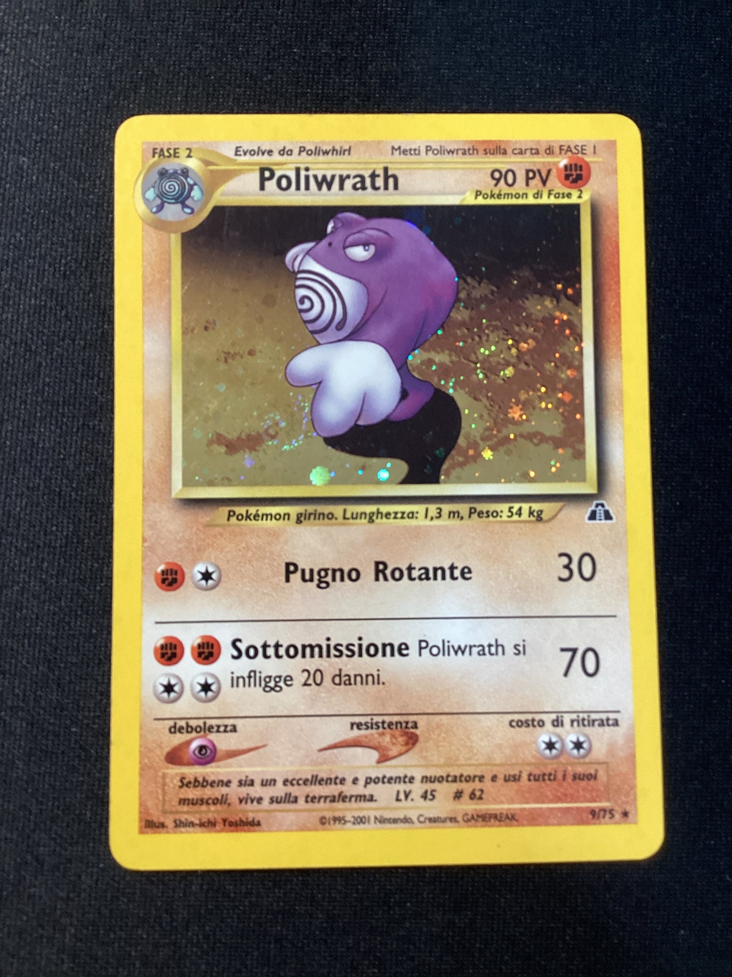 009-075 Poliwrath Holo Unlimited Neo Discovery ITA LIGHT PLAYED