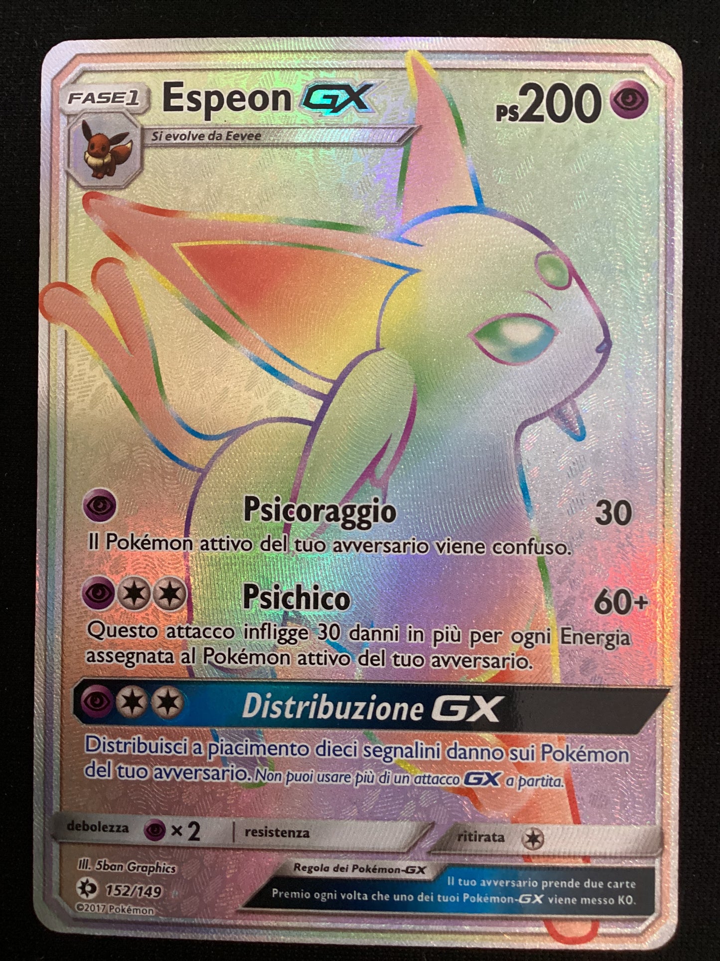 152-149 Espeon GX Rara Segreta SUM Sole e Luna ITA NM
