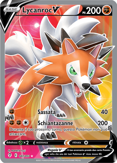 187-203 Lycanroc V Full Art EVS Evoluzioni Eteree ITA NM