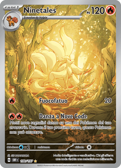 199-197 Ninetales Illustrazione Rara OBF Ossidiana Infuocata ITA NM