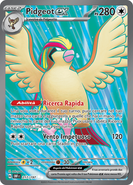 217-197 Pidgeot ex Full Art OBF Ossidiana Infuocata ITA NM