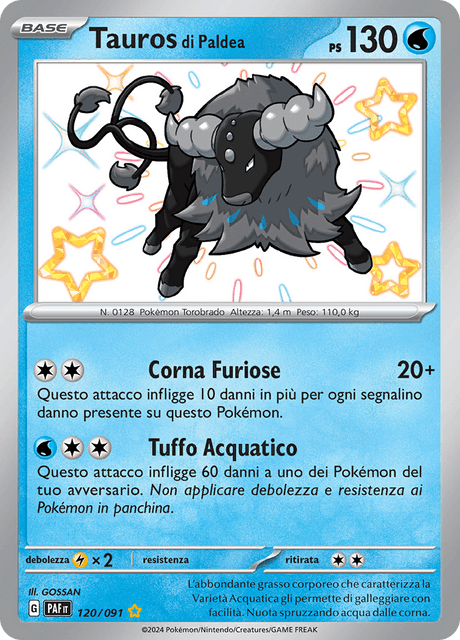 120-091 Tauros Di Paldea Shiny PAF Destino DI Paldea ITA NM