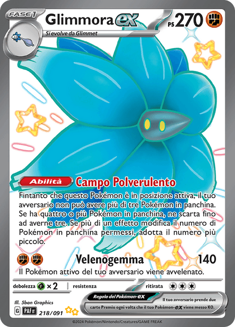 218-091 Glimmora ex Full Art Ultrarara Shiny PAF Destino DI Paldea ITA NM