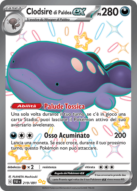 219-091 Clodsire Di Paldea ex Full Art Ultrarara Shiny PAF Destino DI Paldea ITA NM