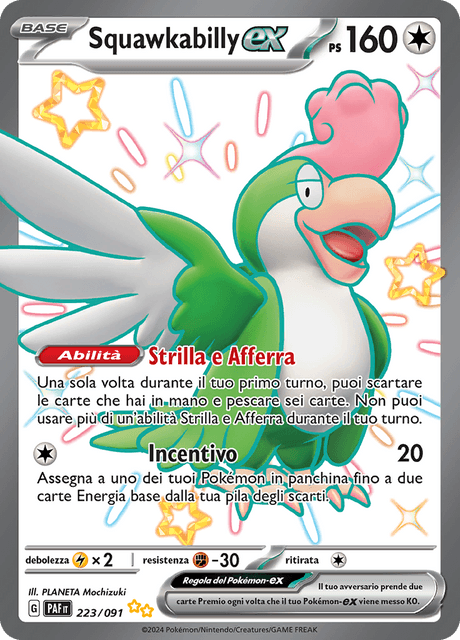 223-091 Squawkabilly ex Full Art Ultrarara Shiny PAF Destino DI Paldea ITA NM