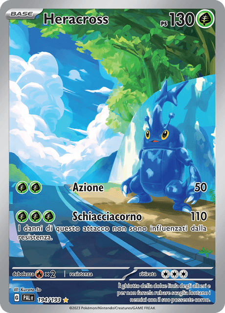 194-193 Heracross Illustrazione Rara PAL Evoluzioni a Paldea ITA NM
