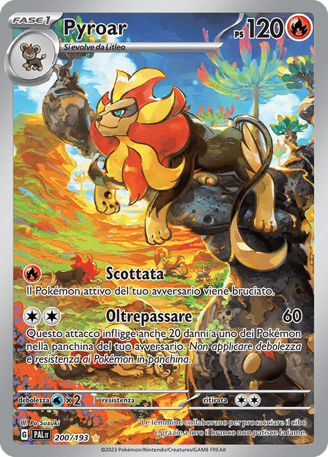 200-193 Pyroar Illustrazione Rara PAL Evoluzioni A Paldea ITA NM
