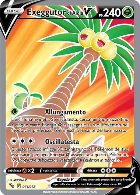 071-078 Exeggutor Di Alola V Full Art PGO Pokemon Go ITA NM
