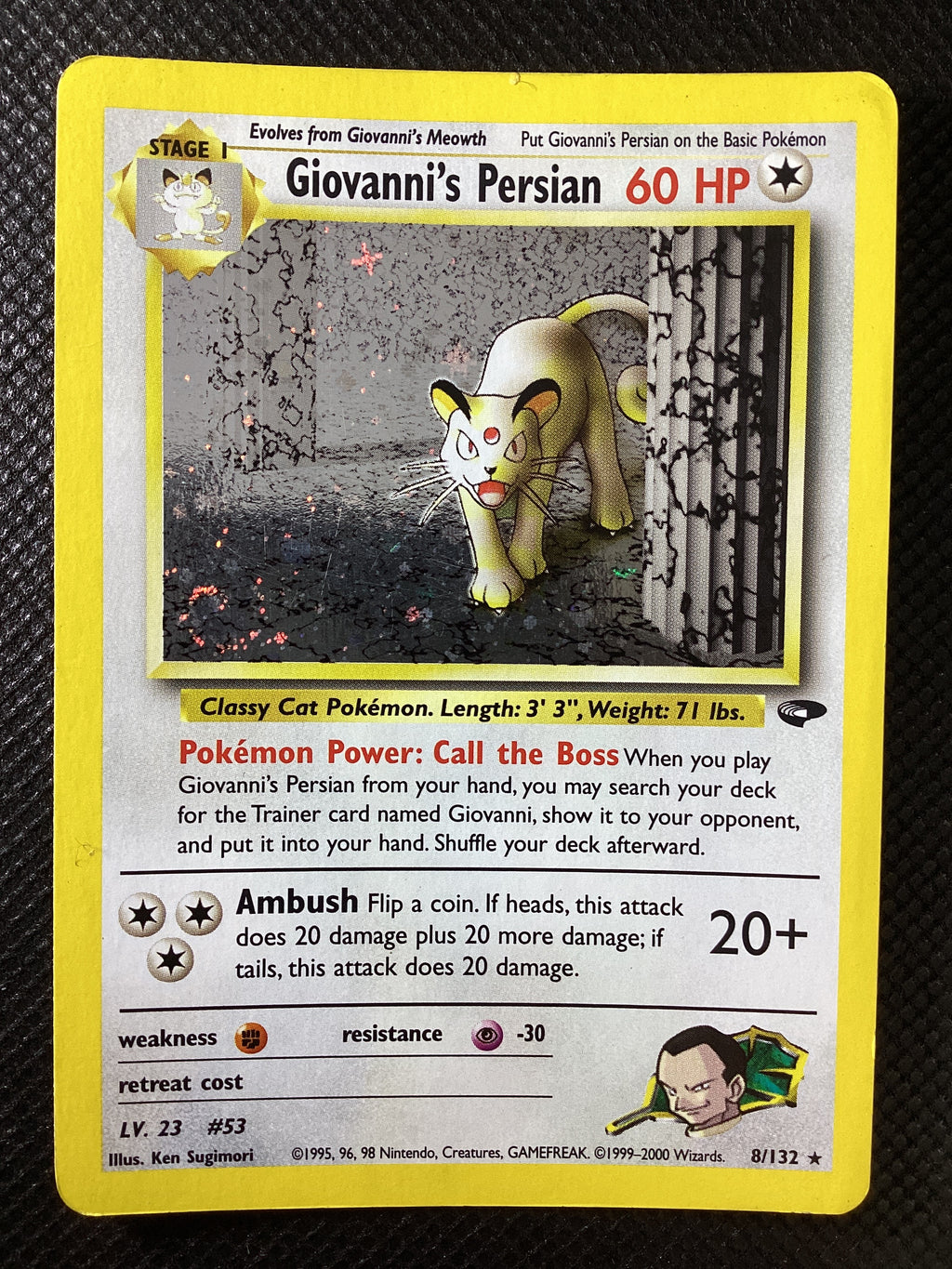 008-132 Giovanni’s Persian Holo GC Gym Challenge ENG LIGHT PLAYED
