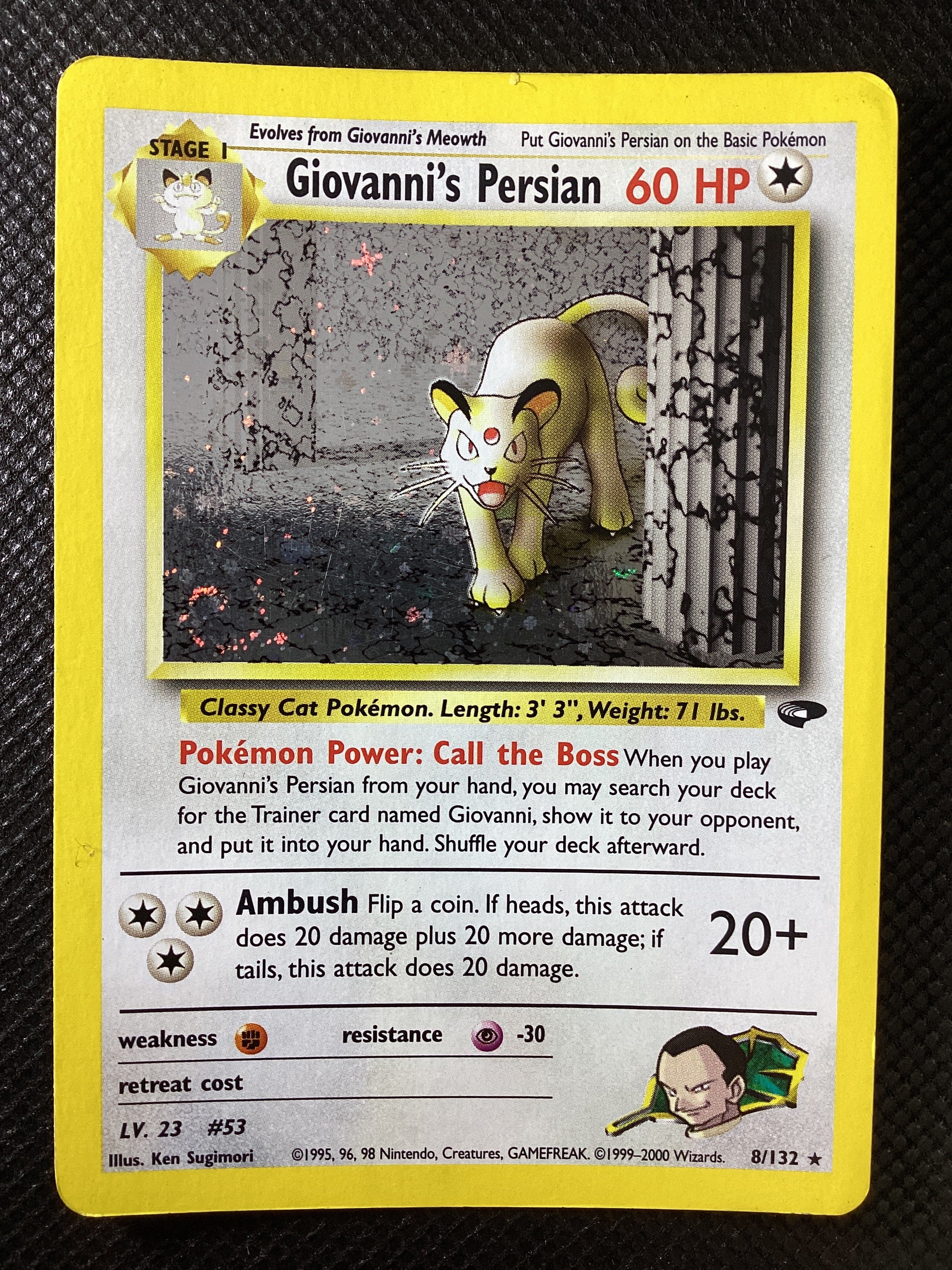 008-132 Giovanni’s Persian Holo GC Gym Challenge ENG LIGHT PLAYED