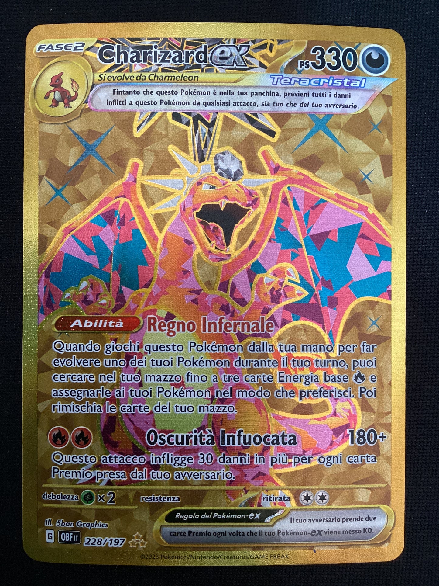 228-197 Charizard ex Teracristal Gold Rara Segreta OBF Ossidiana Infuocata  ITA NM