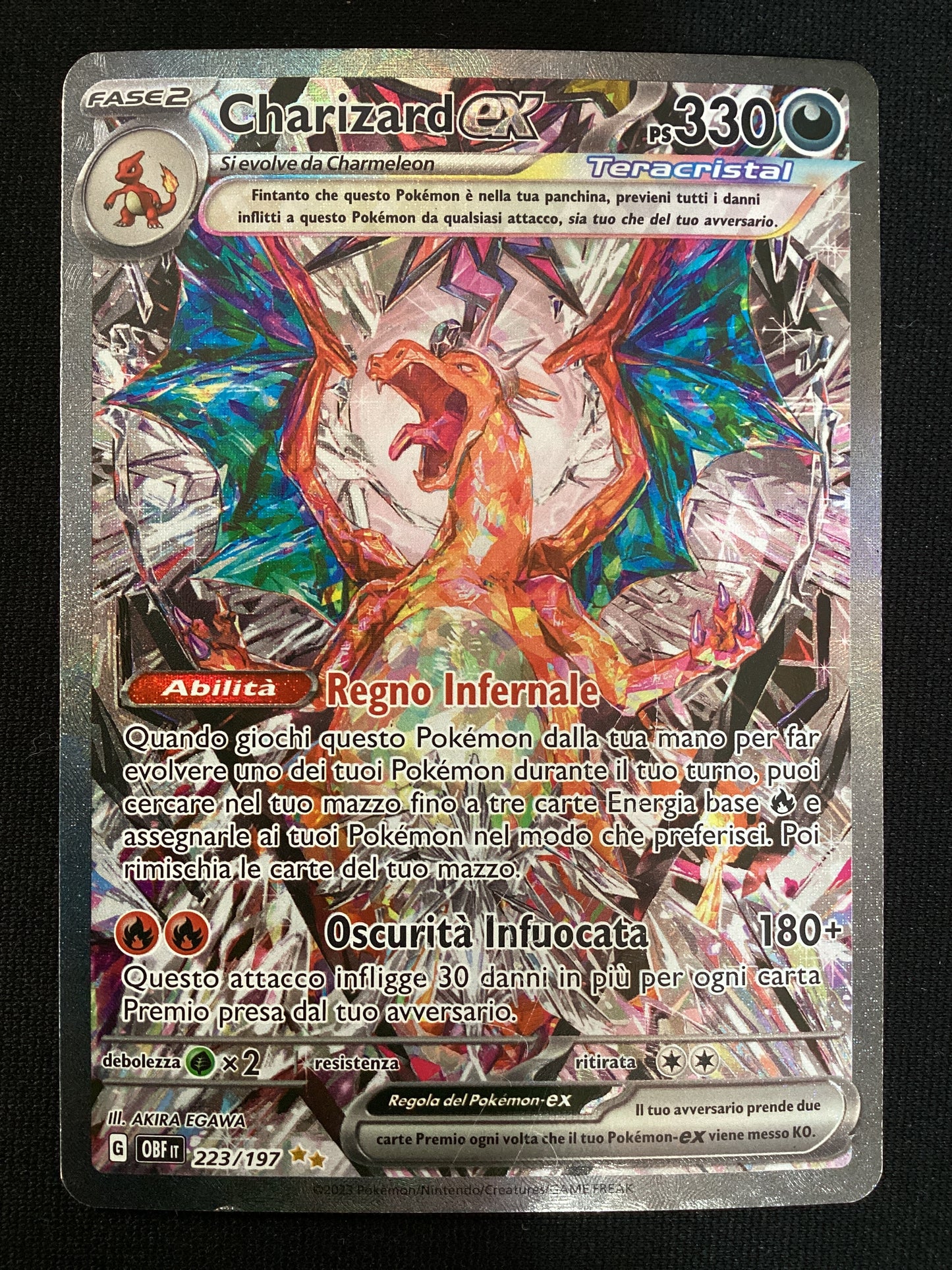 223-197 Charizard ex Teracristal Alternative Art OBF Ossidiana Infuocata ITA EXCELLENT