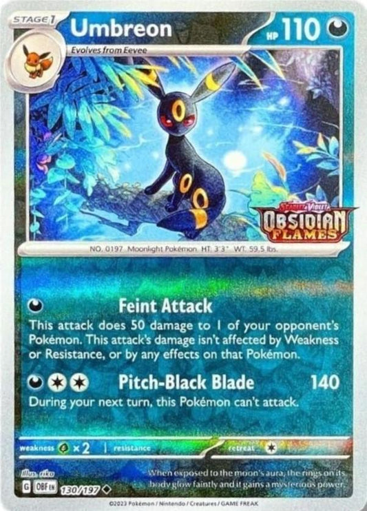 Promo 130-197 Umbreon  Reverse Holo Stamped OBF Ossidiana Infuocata ITA NM SEALED