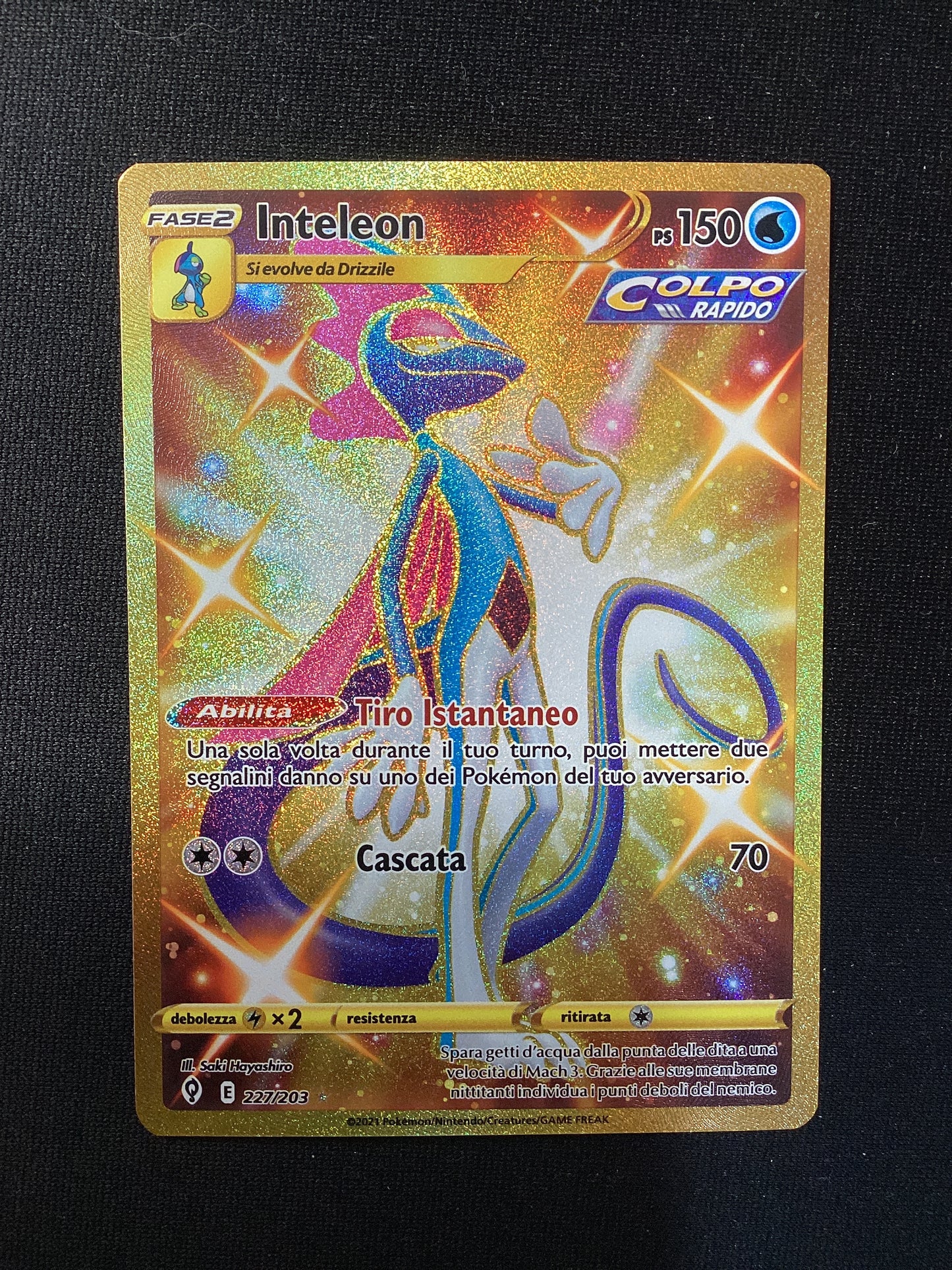 227-203 Inteleon Shiny Gold Rara Segreta EVS Evoluzioni Eteree ITA NM