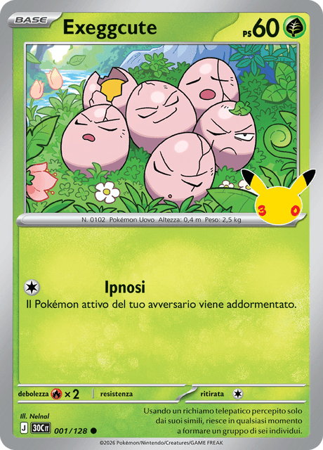 001-128 Exeggcute Holo 30C 30º Anniversario ITA NM