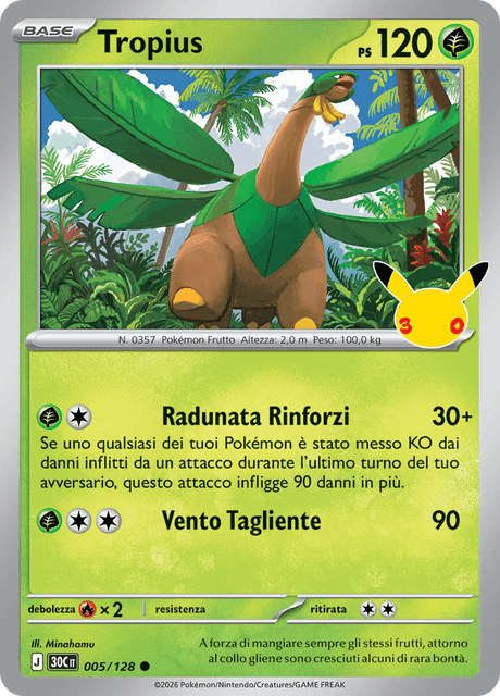 005-128 Tropius Holo 30C 30º Anniversario ITA NM