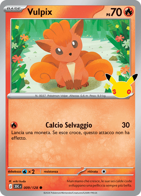 009-128 Vulpix Holo 30C 30º Anniversario ITA NM