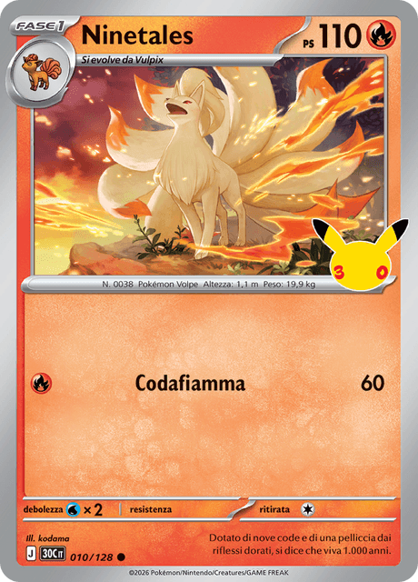 010-128 Ninetales Holo 30C 30º Anniversario ITA NM