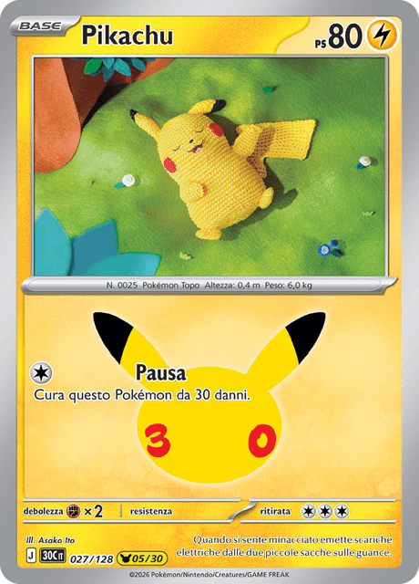 027-128 Pikachu Holo 30C 30º Anniversario ITA NM