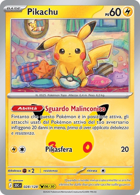 028-128 Pikachu Holo 30C 30º Anniversario ITA NM