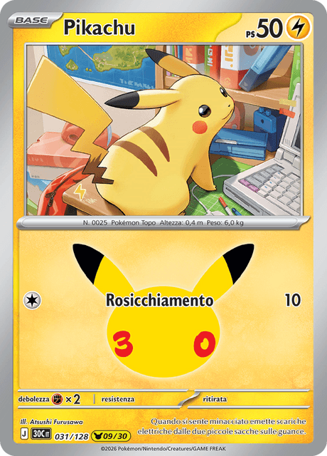 031-128 Pikachu Holo 30C 30º Anniversario ITA NM
