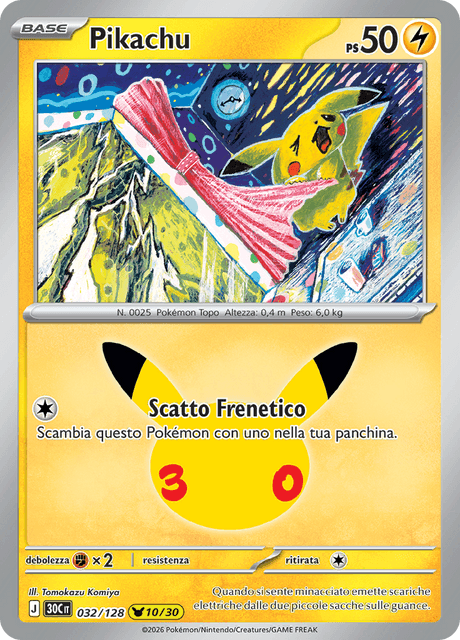 032-128 Pikachu Holo 30C 30º Anniversario ITA NM