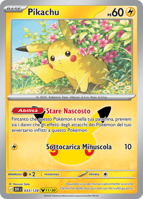 033-128 Pikachu Holo 30C 30º Anniversario ITA NM