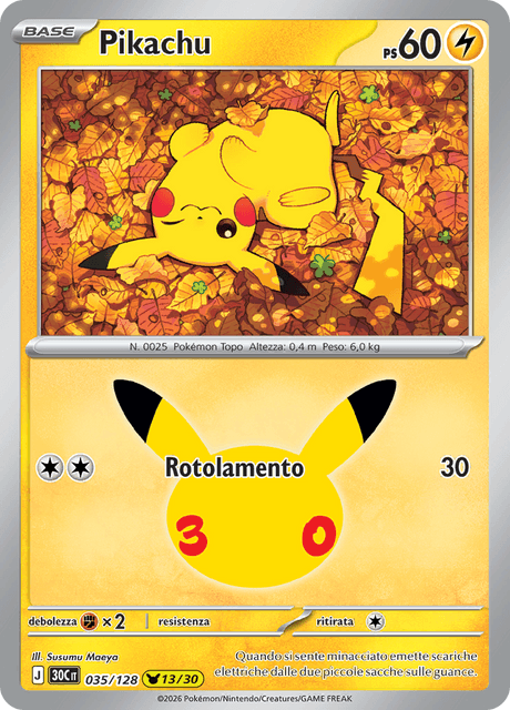 035-128 Pikachu Holo 30C 30º Anniversario ITA NM