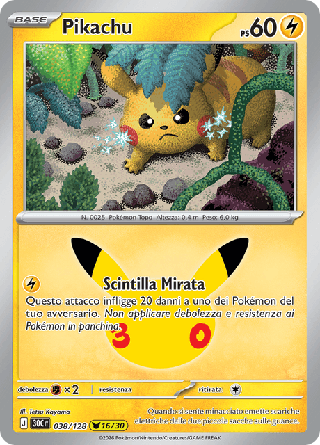 038-128 Pikachu Holo 30C 30º Anniversario ITA NM