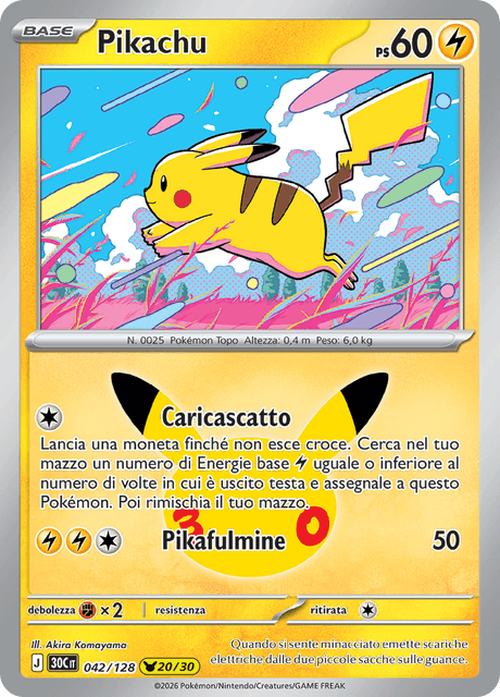 042-128 Pikachu Holo 30C 30º Anniversario ITA NM