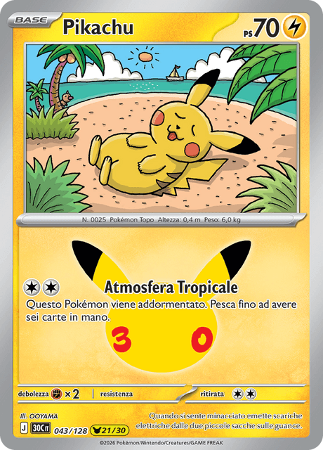043-128 Pikachu Holo 30C 30º Anniversario ITA NM