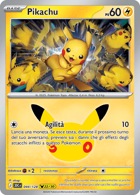 044-128 Pikachu Holo 30C 30º Anniversario ITA NM