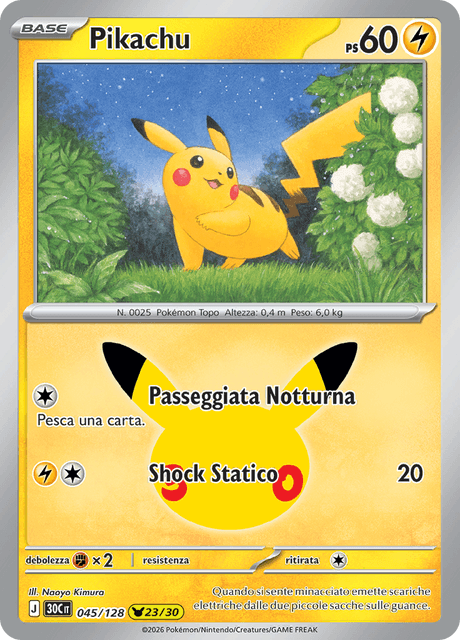 045-128 Pikachu Holo 30C 30º Anniversario ITA NM