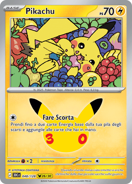 048-128 Pikachu Holo 30C 30º Anniversario ITA NM