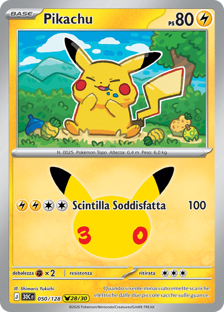 050-128 Pikachu Holo 30C 30º Anniversario ITA NM