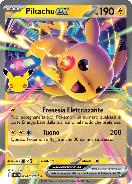 054-128 Pikachu ex 30C 30º Anniversario ITA NM