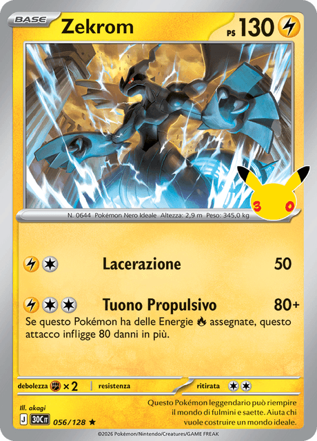 056-128 Zekrom Holo 30C 30º Anniversario ITA NM