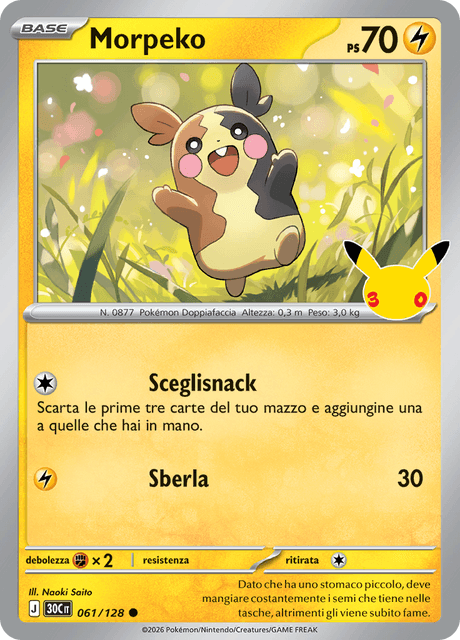 061-128 Morpeko Holo 30C 30º Anniversario ITA NM