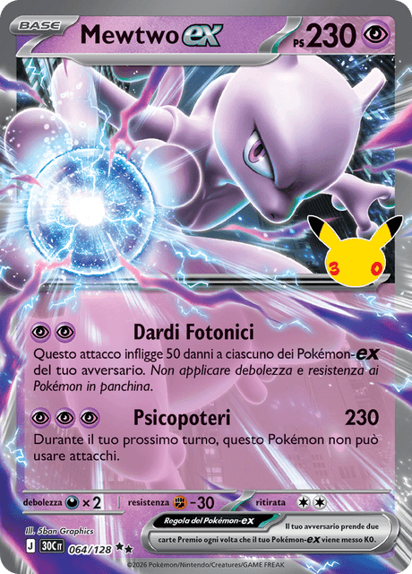 064-128 Mewtwo ex 30C 30º Anniversario ITA NM