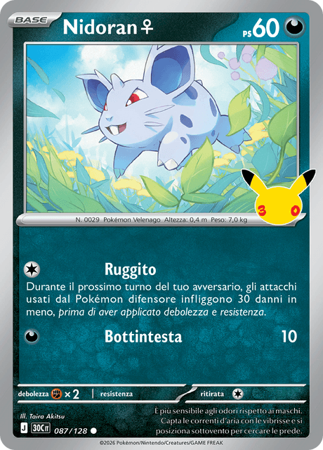 087-128 Nidoran ♀ Holo 30C 30º Anniversario ITA NM