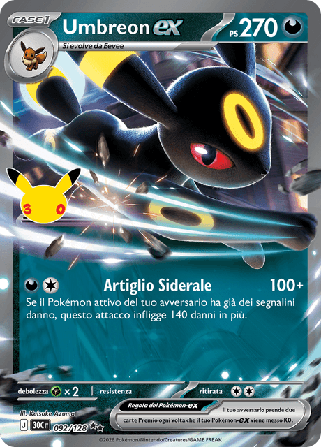 092-128 Umbreon ex 30C 30º Anniversario ITA NM
