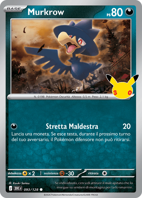 093-128 Murkrow Holo 30C 30º Anniversario ITA NM