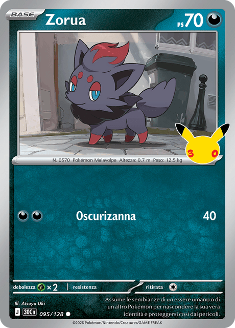 095-128 Zorua Holo 30C 30º Anniversario ITA NM