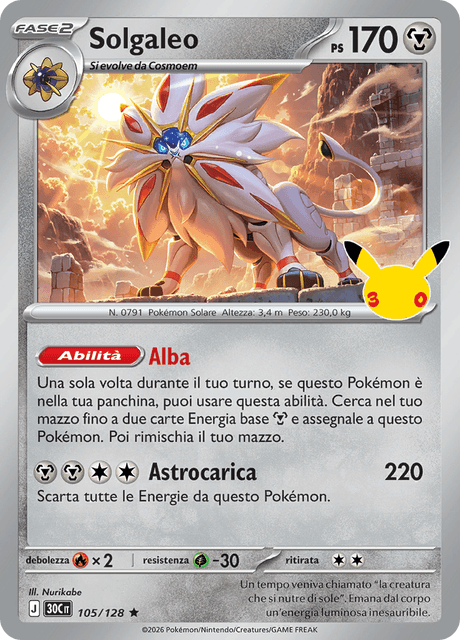 105-128 Solgaleo Holo 30C 30º Anniversario ITA NM