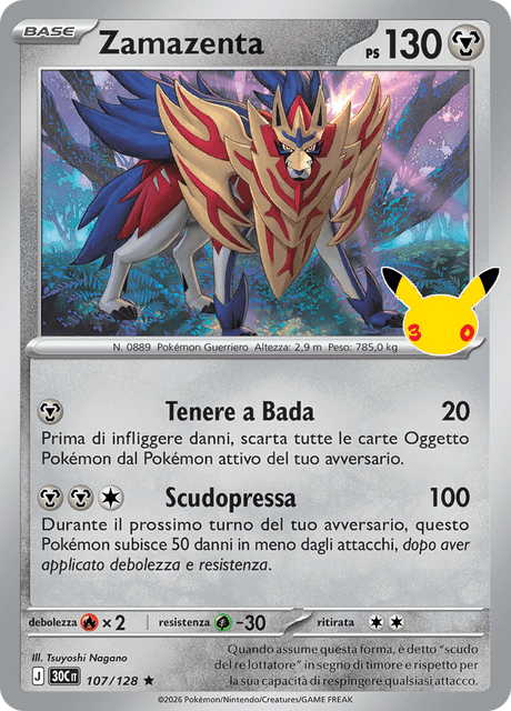 107-128 Zamazenta Holo 30C 30º Anniversario ITA NM