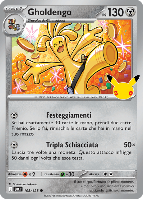 108-128 Gholdengo Holo 30C 30º Anniversario ITA NM