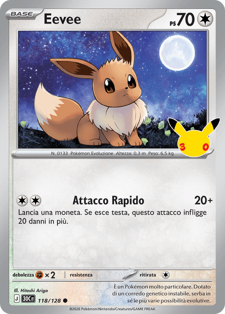 118-128 Eevee Holo 30C 30º Anniversario ITA NM
